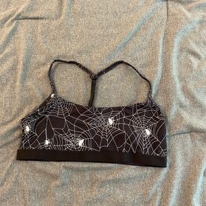 Black T-Style MeUndies Bralette Glow-in-the-Dark Spider Web Print (M)